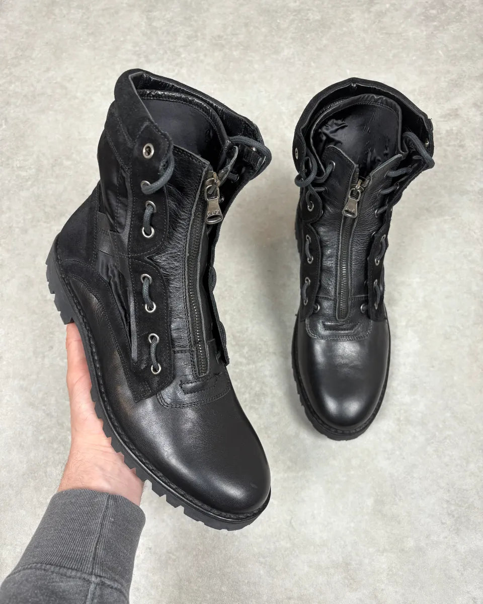 AW2017 Dolce & Gabbana Black Hybrid Zip Leather Boots zDkIrkq 0