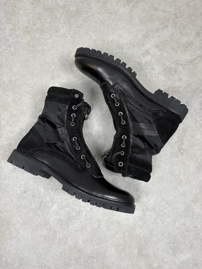 AW2017 Dolce & Gabbana Black Hybrid Zip Leather Boots zDkIrkq 5