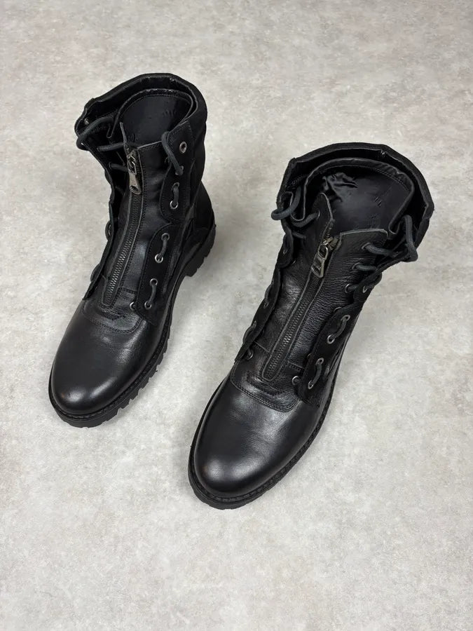 AW2017 Dolce & Gabbana Black Hybrid Zip Leather Boots zDkIrkq 2