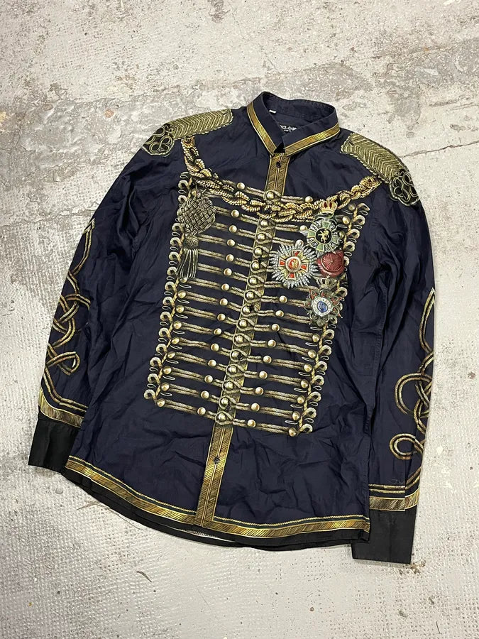 AW2017 Dolce & Gabbana Black Gold Napoleon Officer Shirt yMUOBwr 4