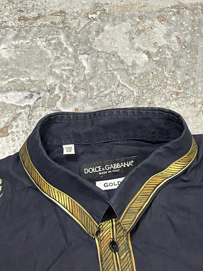 AW2017 Dolce & Gabbana Black Gold Napoleon Officer Shirt yMUOBwr 10