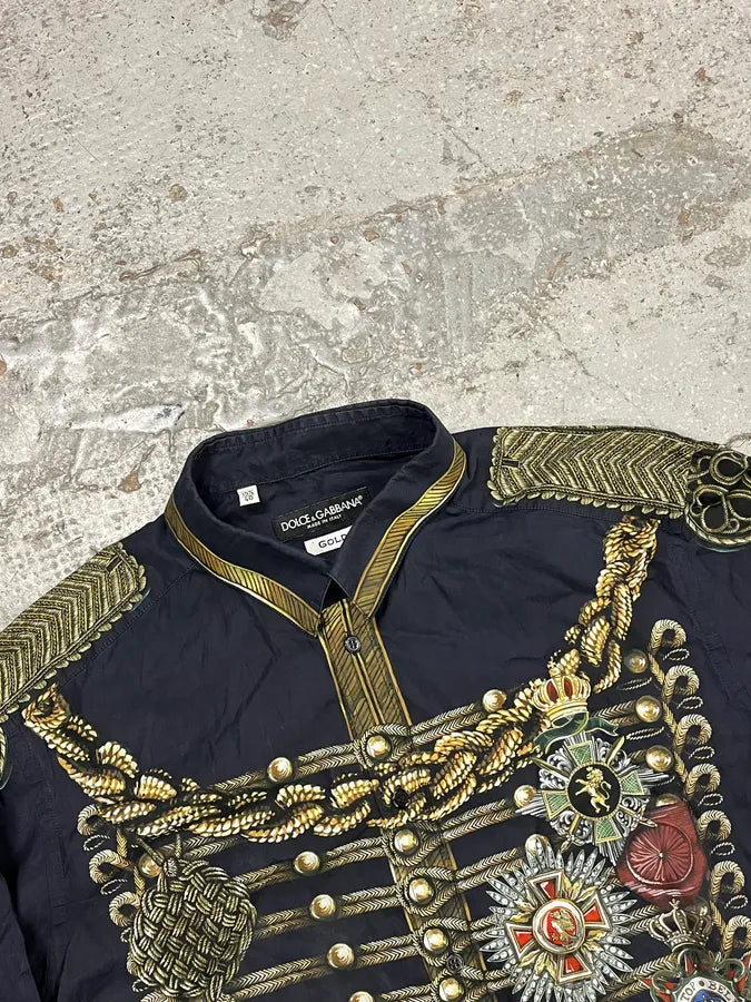 AW2017 Dolce & Gabbana Black Gold Napoleon Officer Shirt yMUOBwr 5