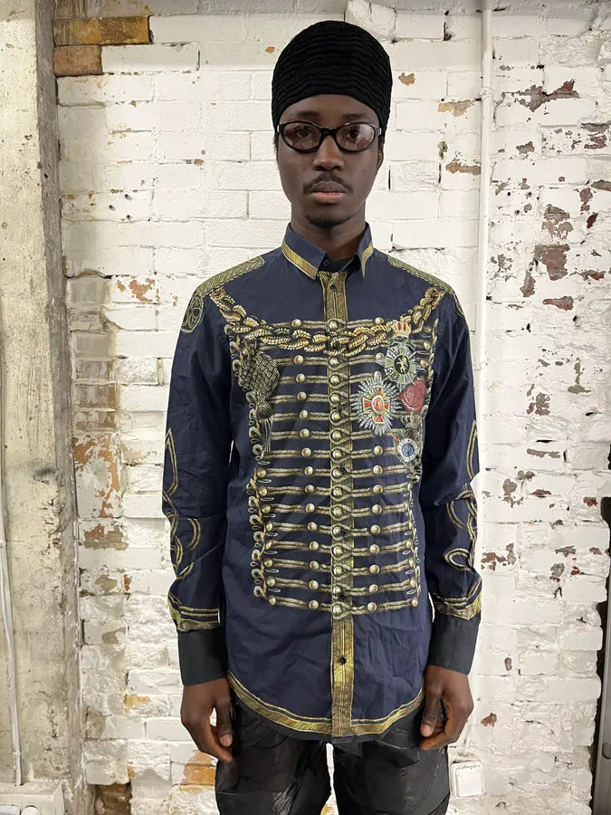 AW2017 Dolce & Gabbana Black Gold Napoleon Officer Shirt yMUOBwr 2