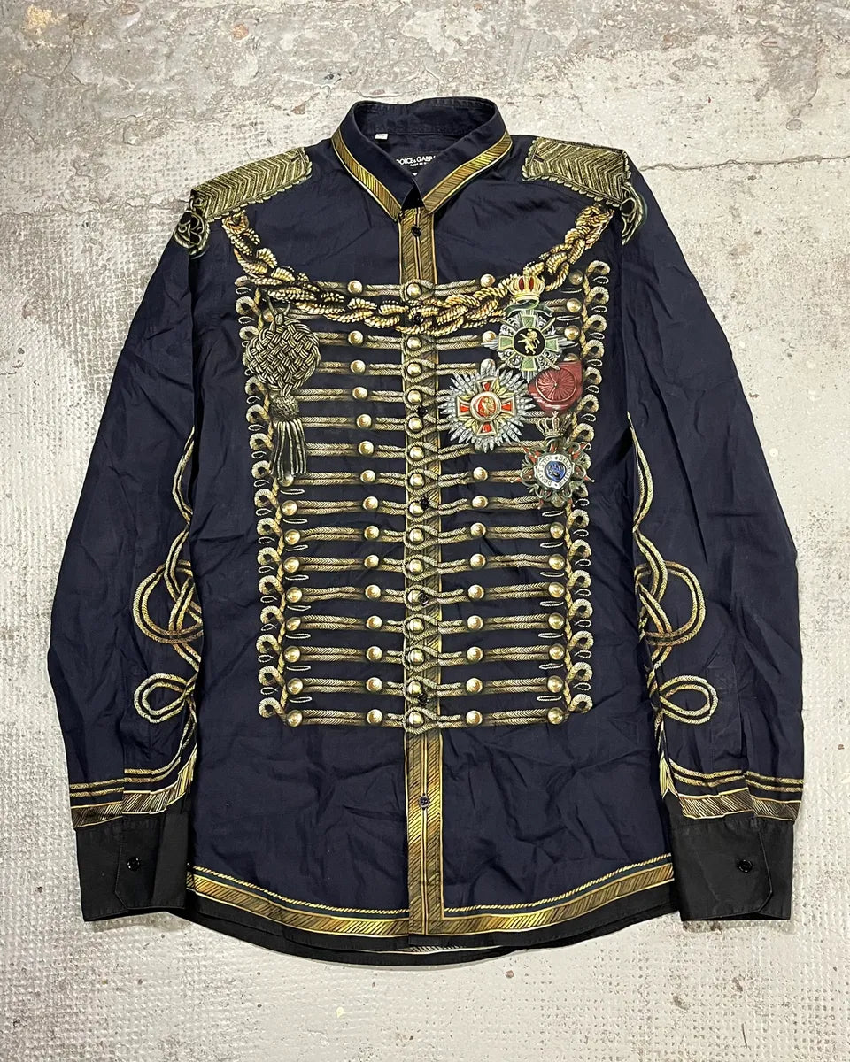 AW2017 Dolce & Gabbana Black Gold Napoleon Officer Shirt yMUOBwr 0