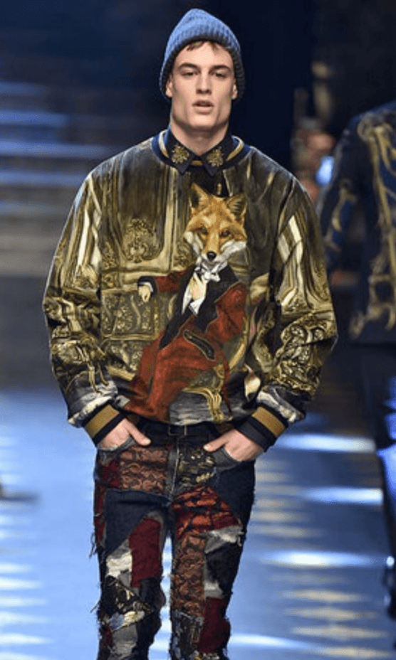 AW2017 Dolce & Gabbana Brown Fox Baroque Print Hoodie gUnhoDm 2
