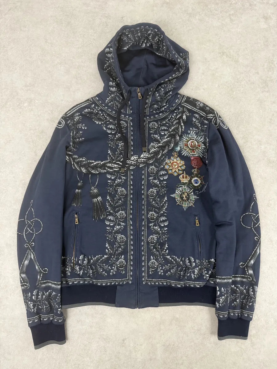 AW2017 Dolce & Gabbana Military Officer Navy Zip-up Hoodie moAkNfj 0
