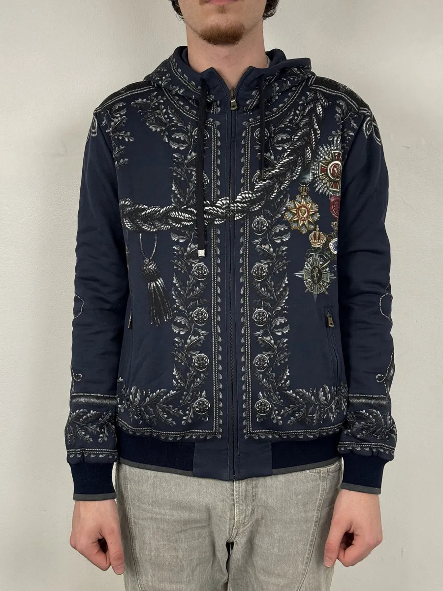 AW2017 Dolce & Gabbana Military Officer Navy Zip-up Hoodie moAkNfj 1