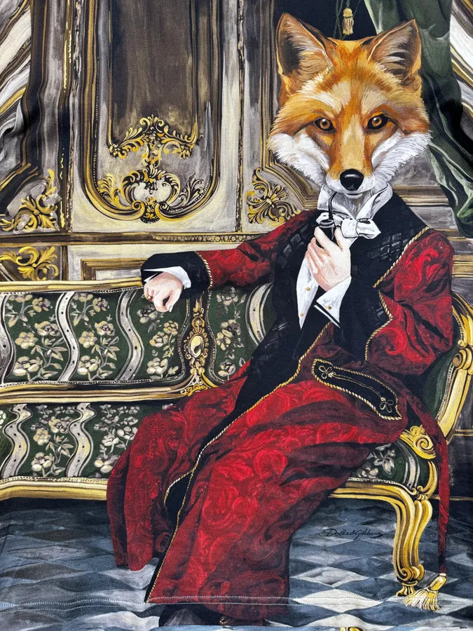 AW2017 Dolce & Gabbana Monarchic Fox Portrait T-Shirt IyrdDby 7