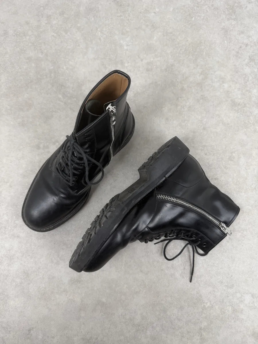 AW2017 Dries Van Noten Black Leather Combat Zip Boots FOfqEMx 6