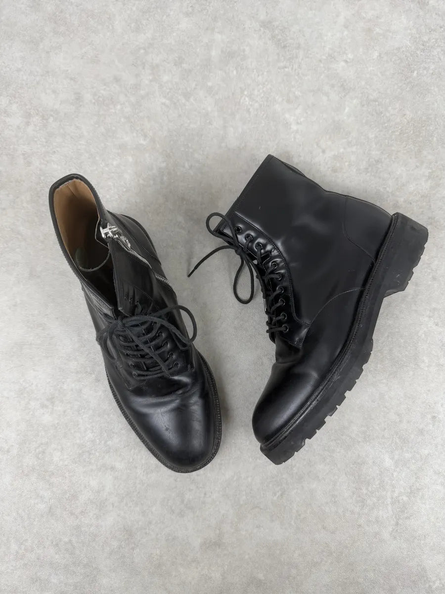 AW2017 Dries Van Noten Black Leather Combat Zip Boots FOfqEMx 7