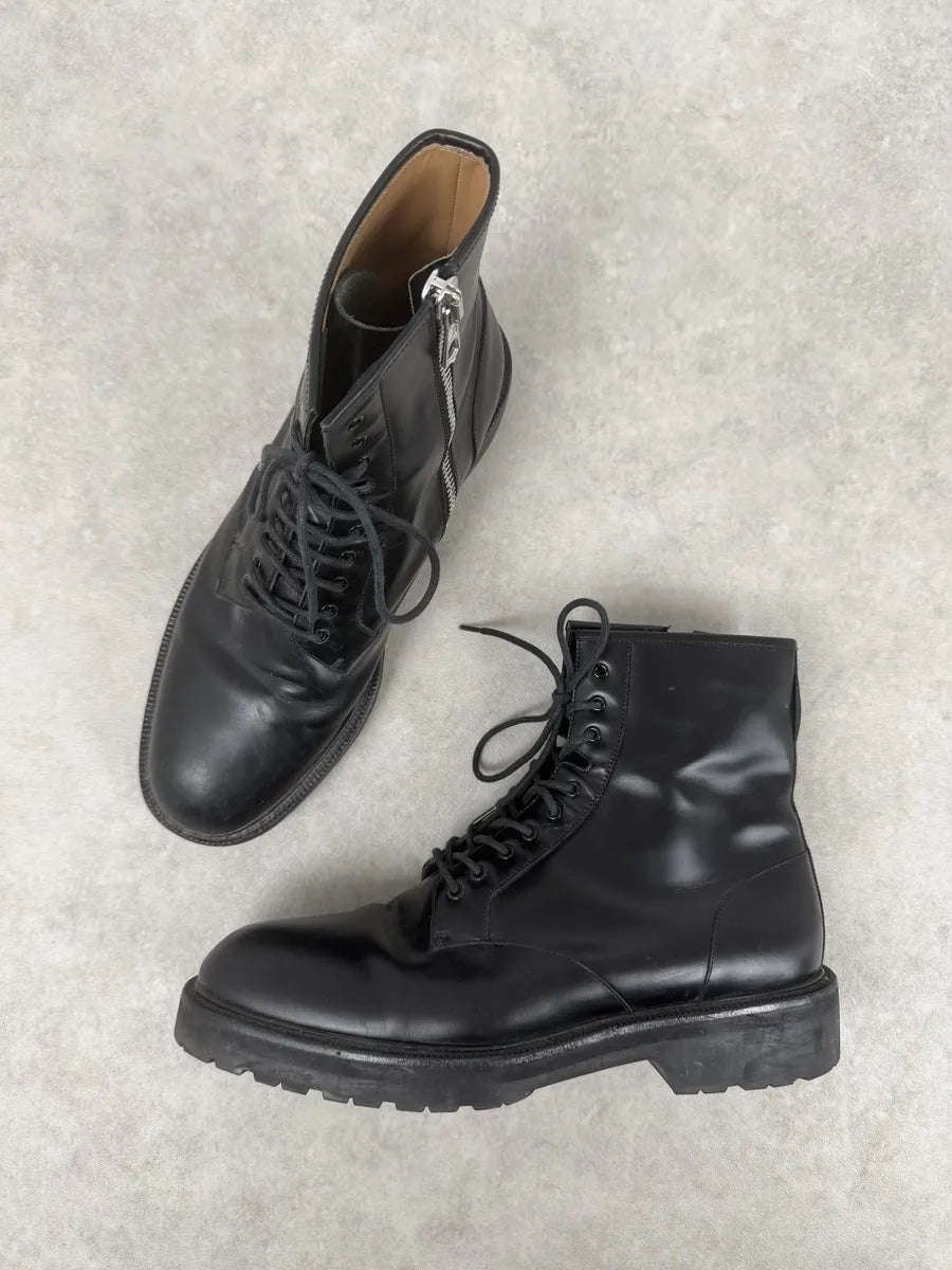AW2017 Dries Van Noten Black Leather Combat Zip Boots FOfqEMx 8