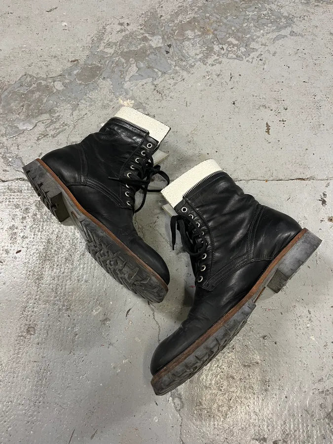AW2017 Dries Van Noten Combat Side Zip Black Leather Boots tFjChZD 2