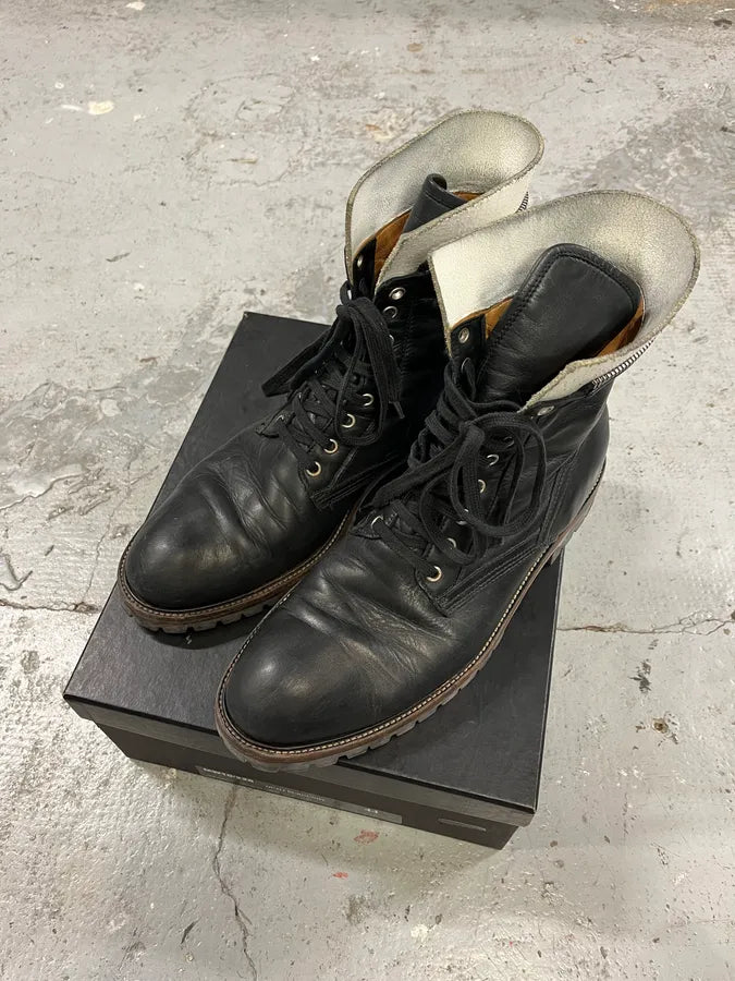 AW2017 Dries Van Noten Combat Side Zip Black Leather Boots tFjChZD 3