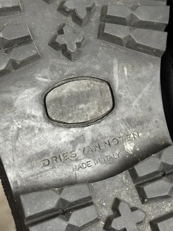 AW2017 Dries Van Noten Side Zip Black Combat Leather Boots kgvqMlj 5