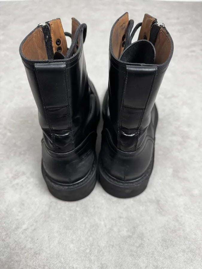 AW2017 Dries Van Noten Side Zip Black Combat Leather Boots kgvqMlj 3