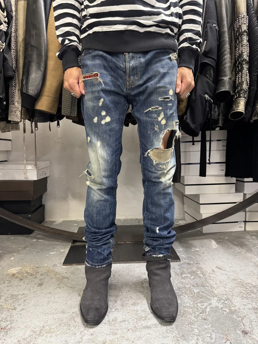 AW2017 DSquared2 Blue Distressed Slim Denim Jeans iZNpcVT 0