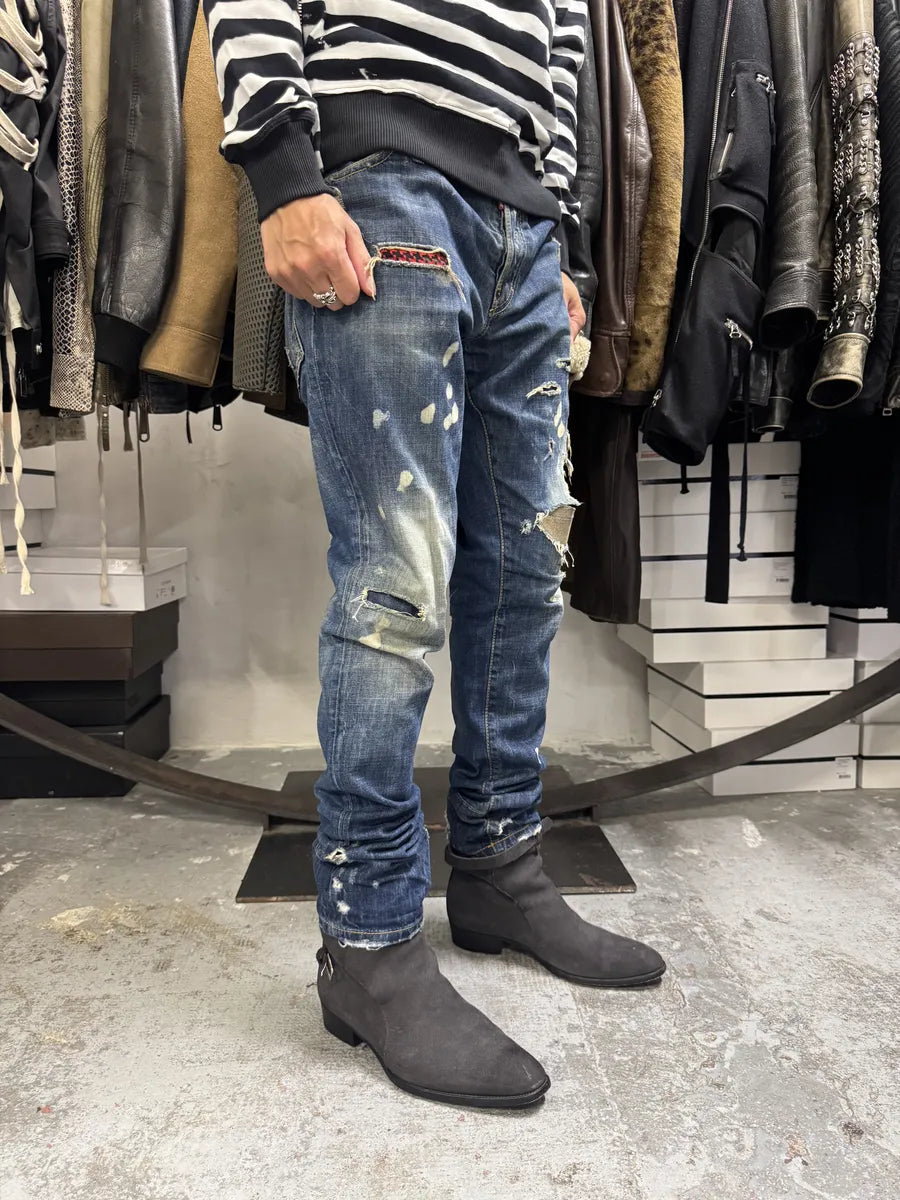 AW2017 DSquared2 Blue Distressed Slim Denim Jeans iZNpcVT 1