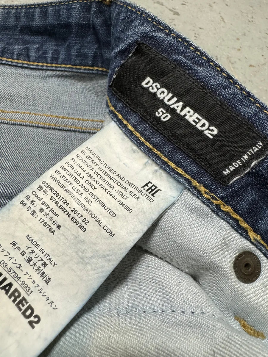 AW2017 DSquared2 Blue Distressed Slim Denim Jeans iZNpcVT 11