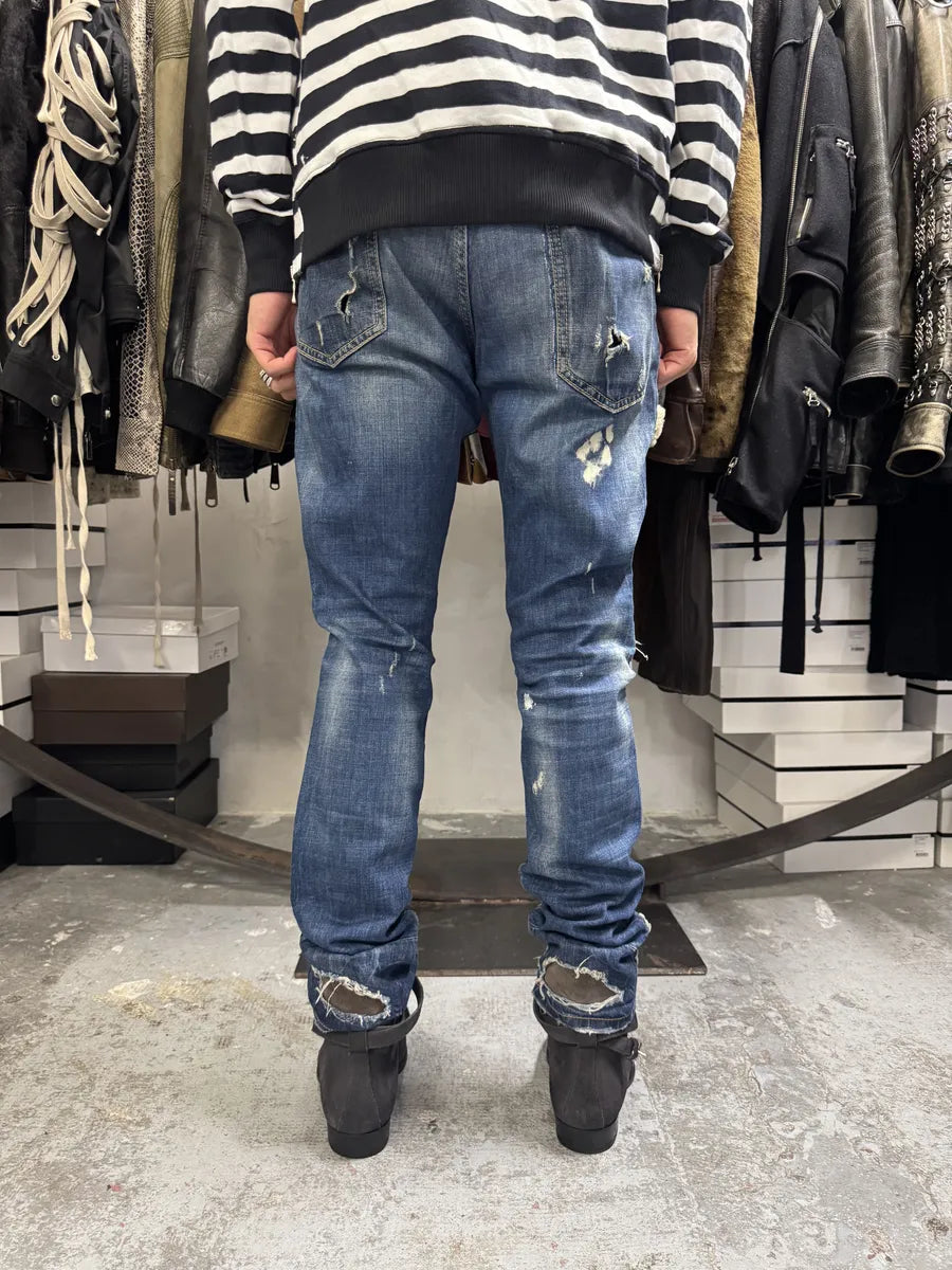 AW2017 DSquared2 Blue Distressed Slim Denim Jeans iZNpcVT 2