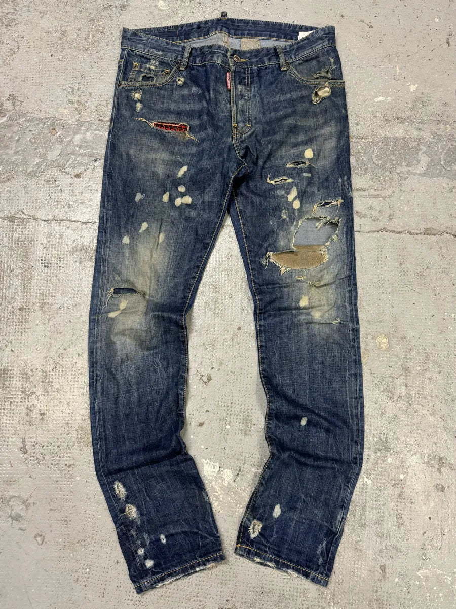 AW2017 DSquared2 Blue Distressed Slim Denim Jeans iZNpcVT 3