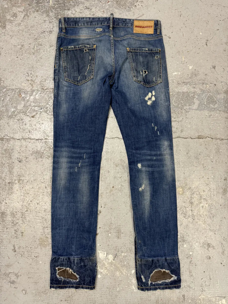 AW2017 DSquared2 Blue Distressed Slim Denim Jeans iZNpcVT 4