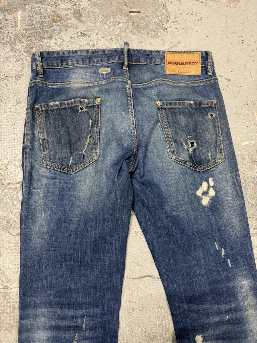 AW2017 DSquared2 Blue Distressed Slim Denim Jeans iZNpcVT 6