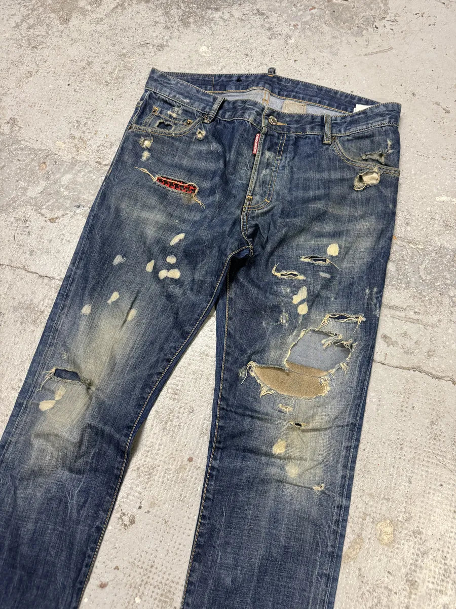 AW2017 DSquared2 Blue Distressed Slim Denim Jeans iZNpcVT 8