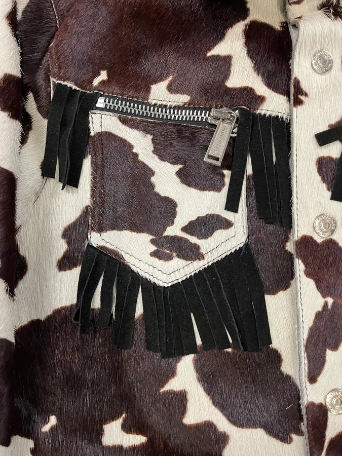 AW2017 Dsquared2 Cow White & Brown Pony Hair Leather Jacket fCMbrYf 4