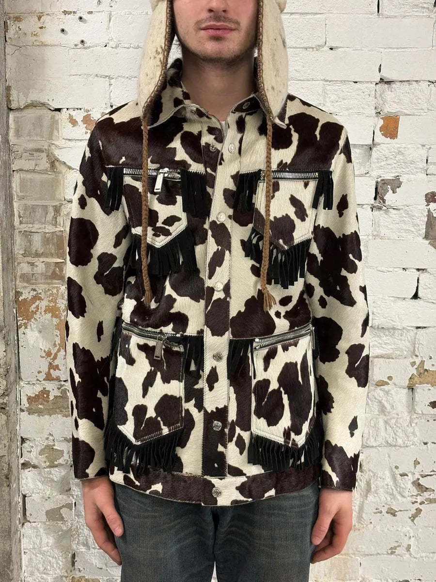 AW2017 Dsquared2 Cow White & Brown Pony Hair Leather Jacket fCMbrYf 2