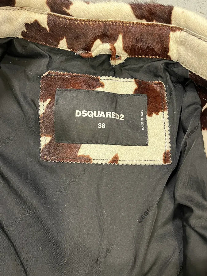 AW2017 Dsquared2 Cow White & Brown Pony Hair Leather Jacket fCMbrYf 9