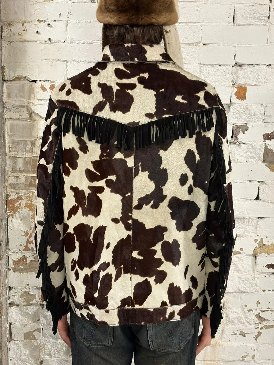 AW2017 Dsquared2 Cow White & Brown Pony Hair Leather Jacket fCMbrYf 3