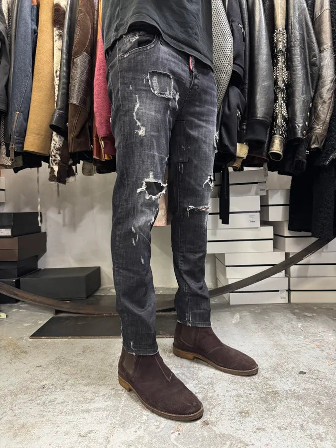 AW2017 DSquared2 Grey Distressed Denim Jeans dbCXNGz 2