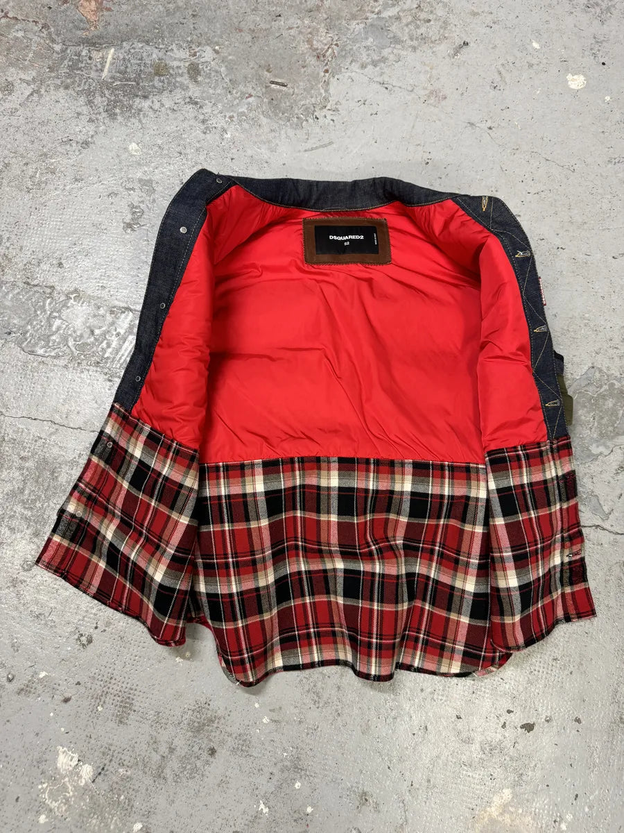 AW2017 DSquared2 Red Puffer Brut Military Denim Vest iyUBEYW 11