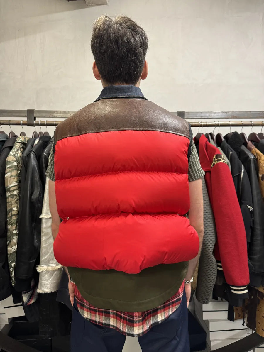 AW2017 DSquared2 Red Puffer Brut Military Denim Vest iyUBEYW 3