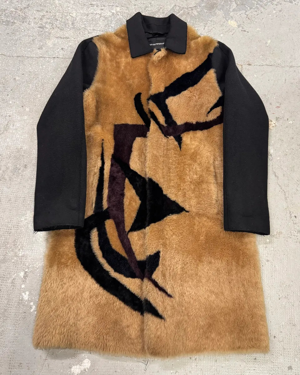 AW2017 Emporio Armani  Shearling Abstrat Wool Trench Coat lgmETHy 0