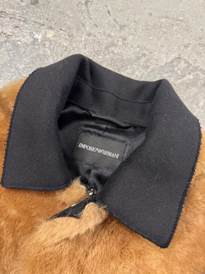 AW2017 Emporio Armani  Shearling Abstrat Wool Trench Coat lgmETHy 5