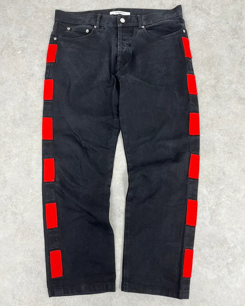 AW2017 Givenchy Black Denim Jeans with Red Patches by Riccardo Tisci fpCLUNG 0