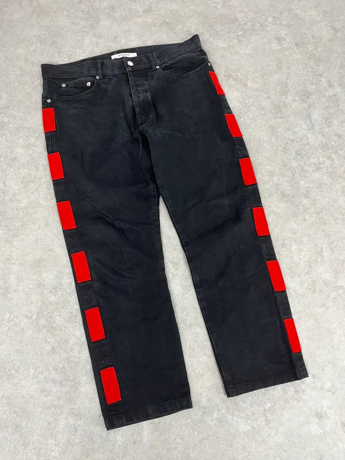 AW2017 Givenchy Black Denim Jeans with Red Patches by Riccardo Tisci fpCLUNG 4