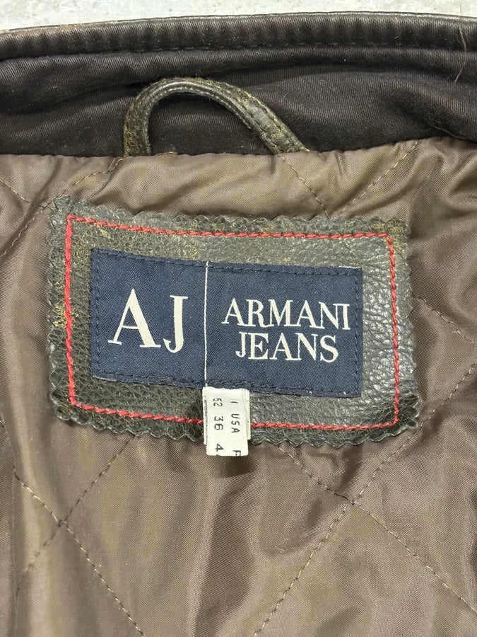 2000s Armani Brown AJ Biker Leather Jacket nHTCpur 10