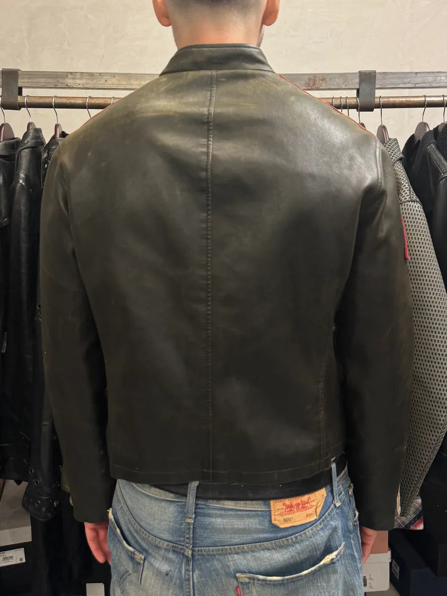 2000s Armani Brown AJ Biker Leather Jacket nHTCpur 4