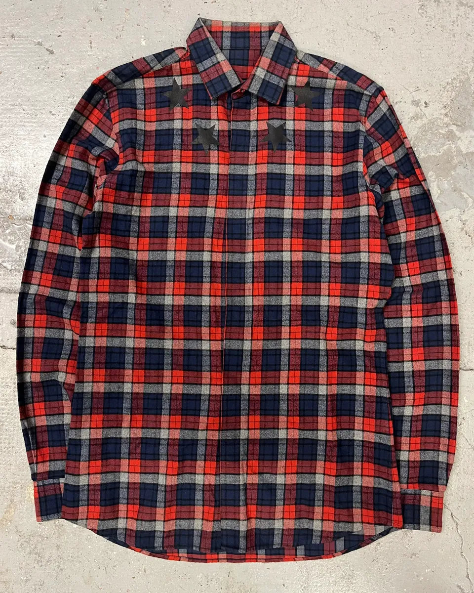 AW2017 Givenchy Canadian Checkered Red & Blue Star Shirt by Riccardo Tisci (M) ChjdqaN 0