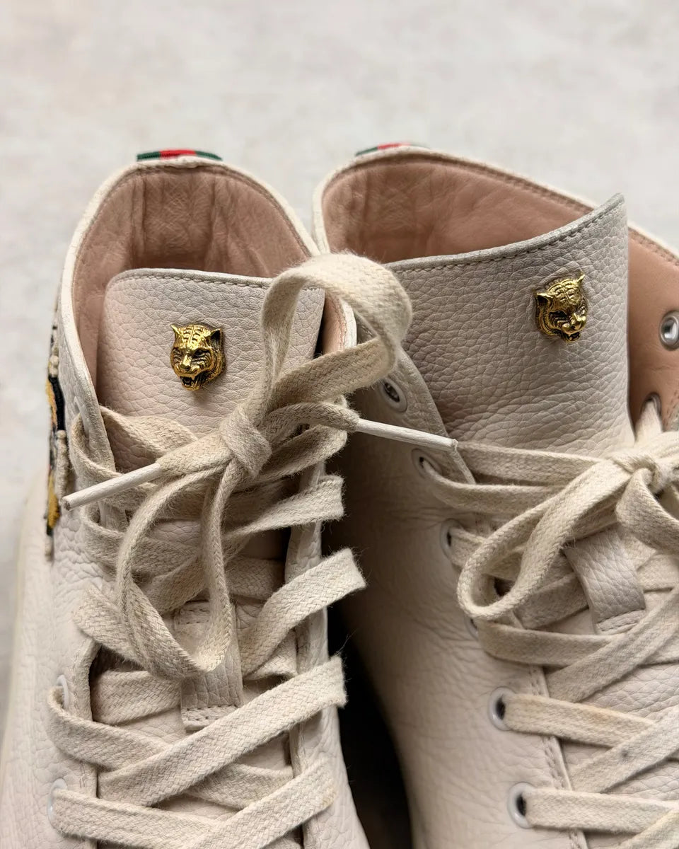 AW2017 Gucci Leather Tiger Embroidered High Sneakers by Alessandro Michele SaqCphB 6