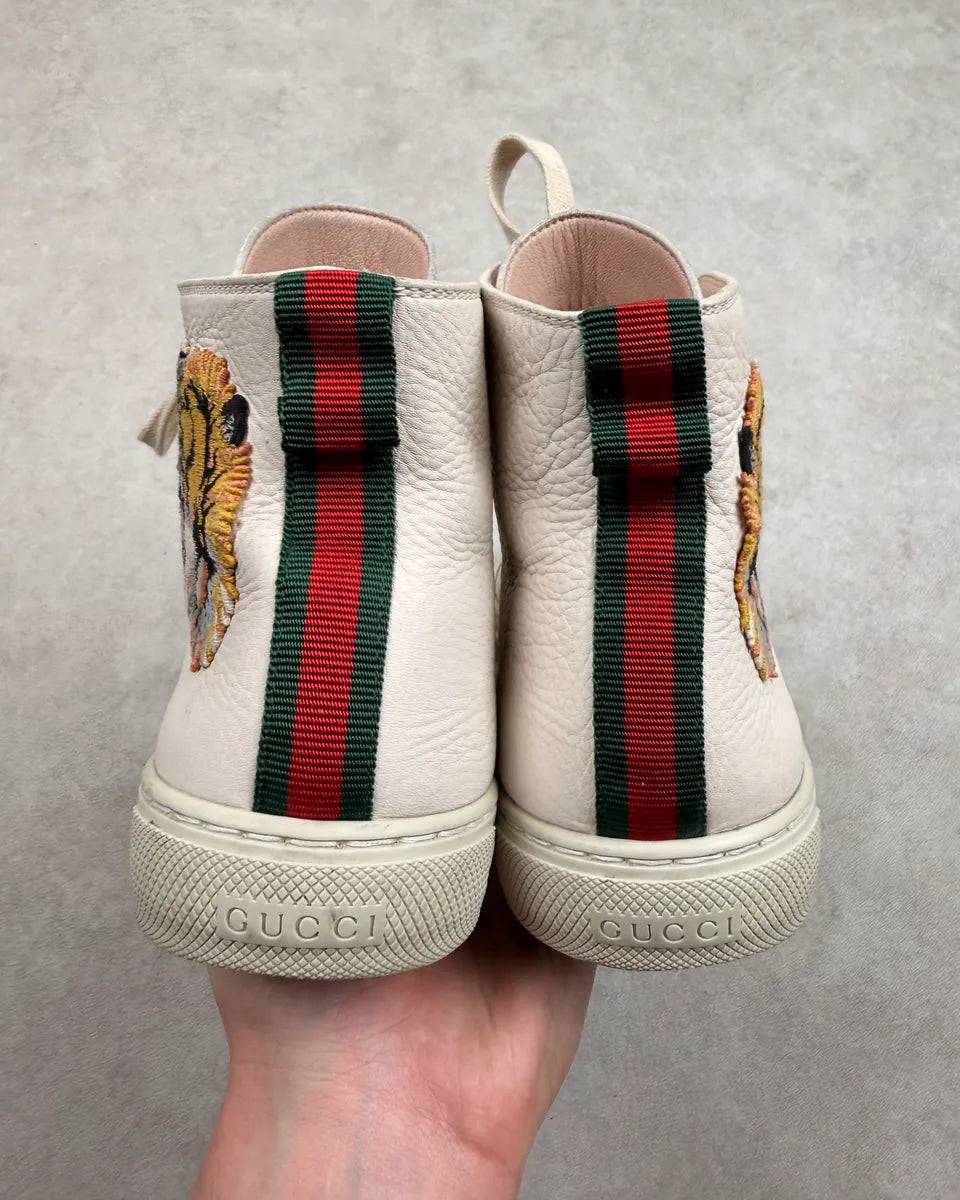 AW2017 Gucci Leather Tiger Embroidered High Sneakers by Alessandro Michele SaqCphB 7