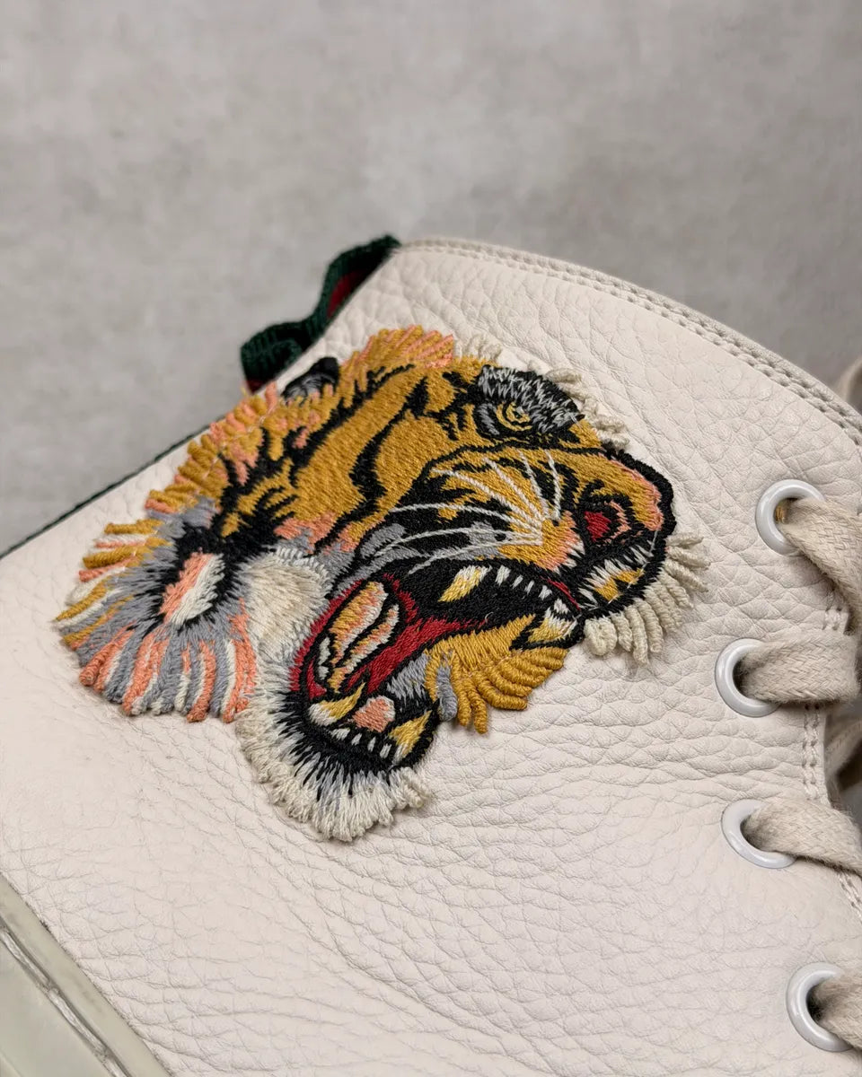 AW2017 Gucci Leather Tiger Embroidered High Sneakers by Alessandro Michele SaqCphB 8