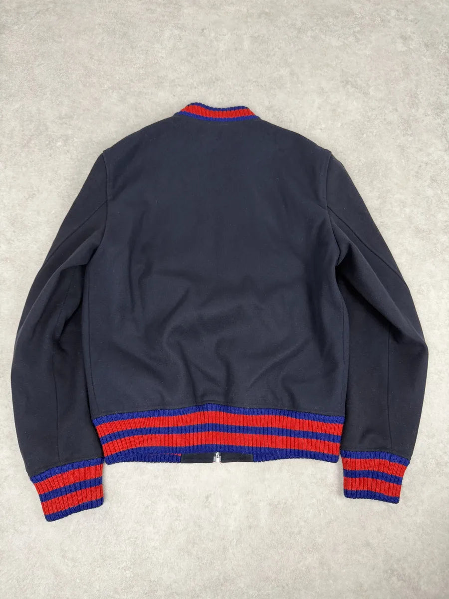 AW2017 Gucci Navy & Red Wool G Teddy Bomber Jacket mbIsPWA 1