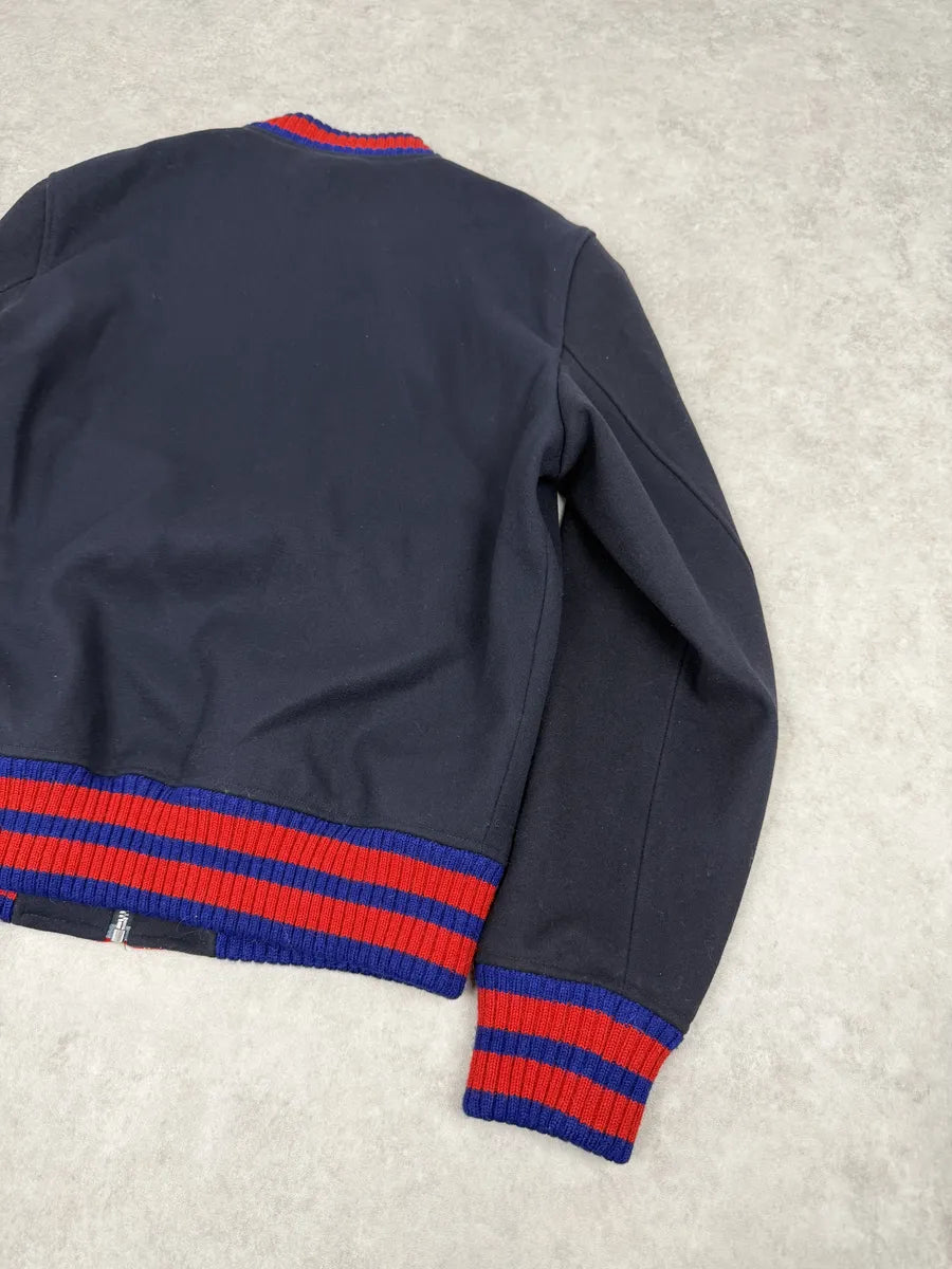 AW2017 Gucci Navy & Red Wool G Teddy Bomber Jacket mbIsPWA 10