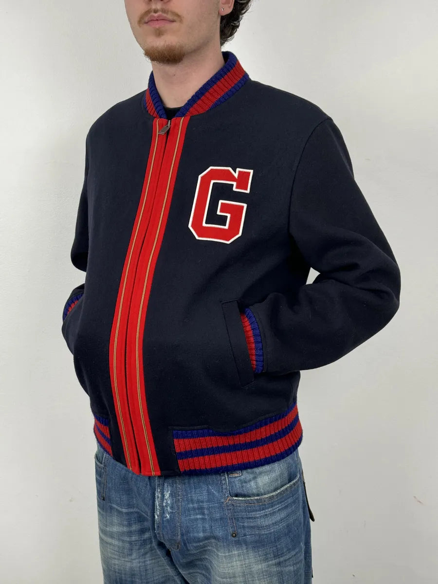 AW2017 Gucci Navy & Red Wool G Teddy Bomber Jacket mbIsPWA 2