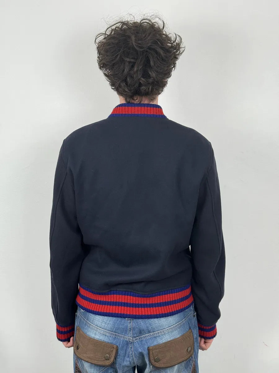 AW2017 Gucci Navy & Red Wool G Teddy Bomber Jacket mbIsPWA 3