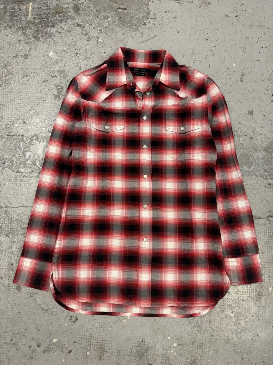 AW2017 Marc Jacobs Red Checkered Western Shirt BYqYgkH 4