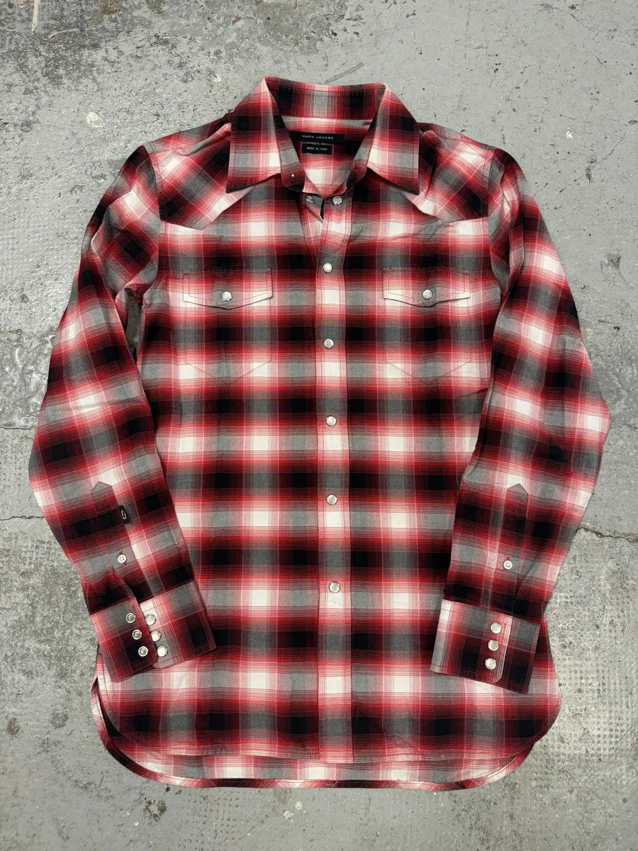 AW2017 Marc Jacobs Red Checkered Western Shirt BYqYgkH 5